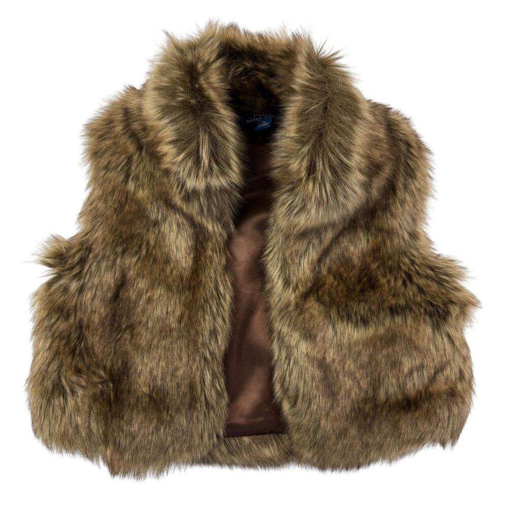 Polo Ralph Lauren Faux Fur Vest Girls Size 5 Small Brown Retro 70s